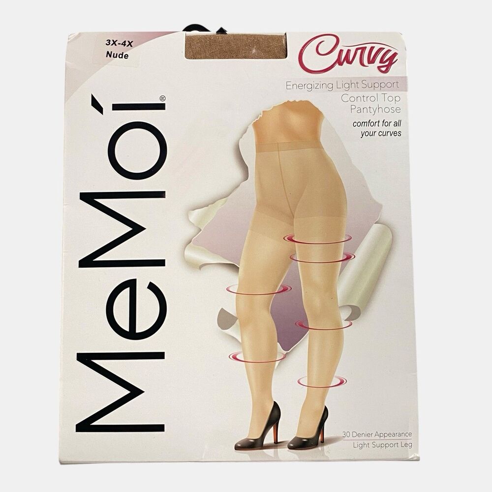 MeMoi Womens 3X-4X Nude CURVY Light Support Control Top Pantyhose ENERGIZING